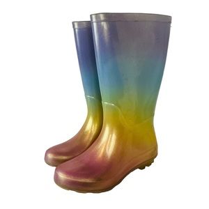 Cat & Jack Rainbow CeCe Rain Boots Girls Size 13